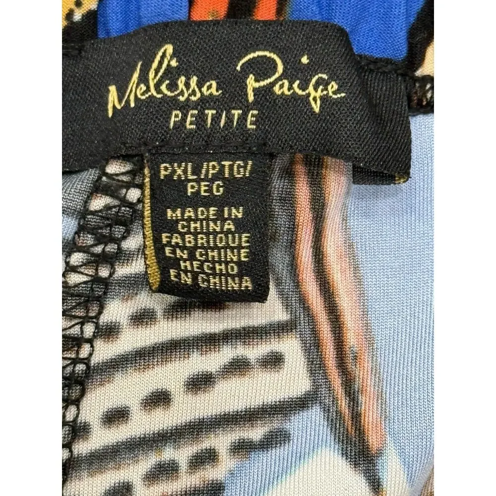 Melissa Paige Women's Palazzo Pants Petites XL Bold Multicolor Print Boho Resort - Picture 4 of 8